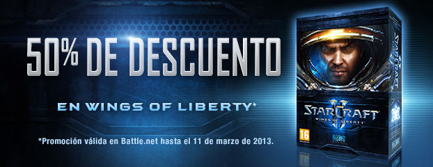 Descuento del 50% al comprar StarCraft II: Wings of Liberty